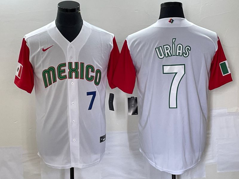 Men 2023 World Cub Mexico #7 Urias White white Nike MLB Jersey2